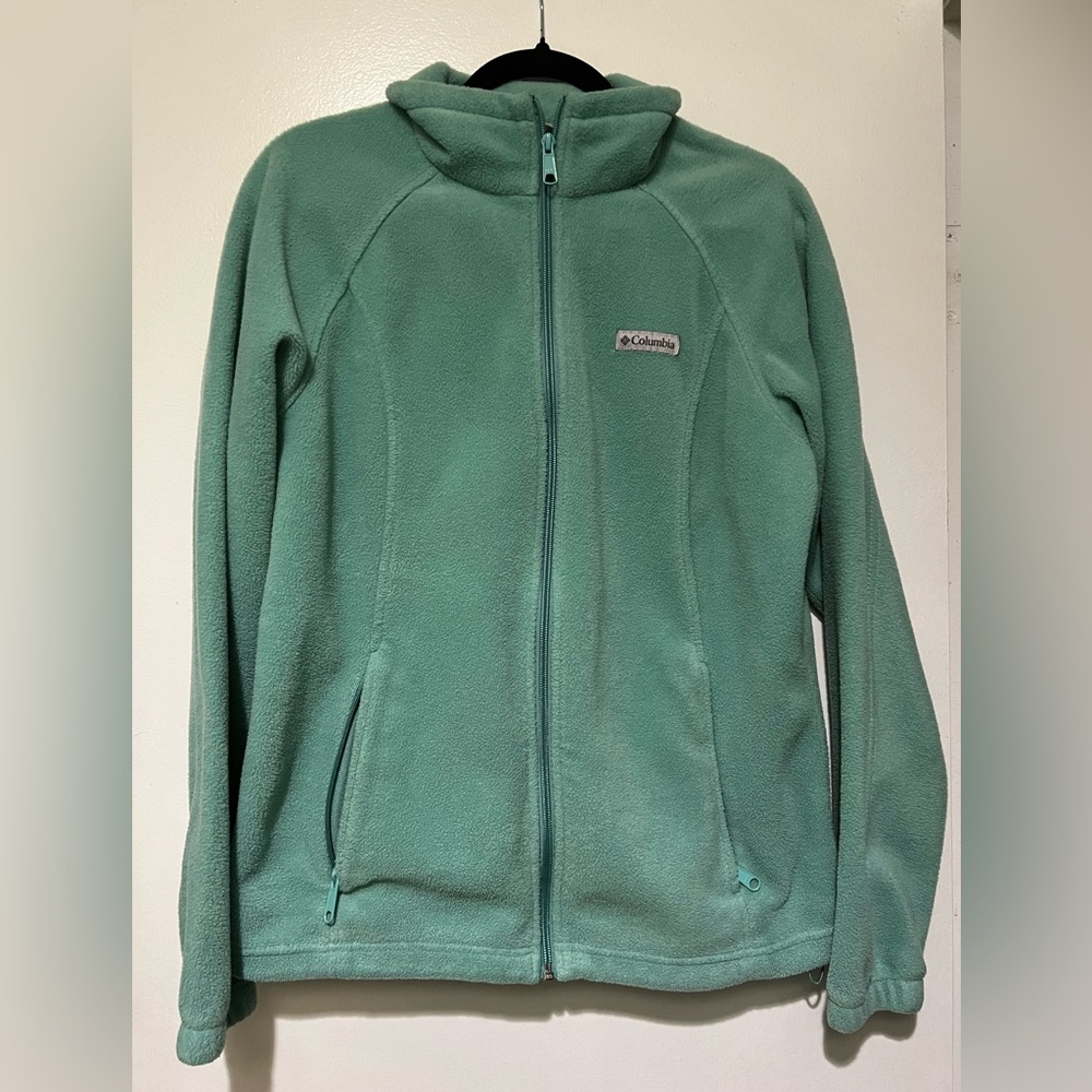 Columbia Mint Green Zip Up Jacket with Zipper Pockets